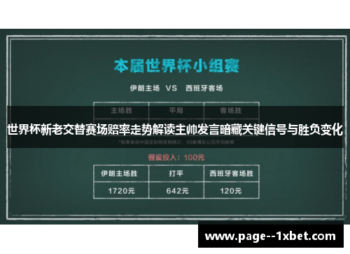 世界杯新老交替赛场赔率走势解读主帅发言暗藏关键信号与胜负变化