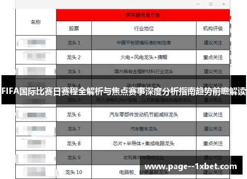 FIFA国际比赛日赛程全解析与焦点赛事深度分析指南趋势前瞻解读 FIFA国际比赛日赛程全解析与焦点赛事深度分析指南趋势前瞻解读